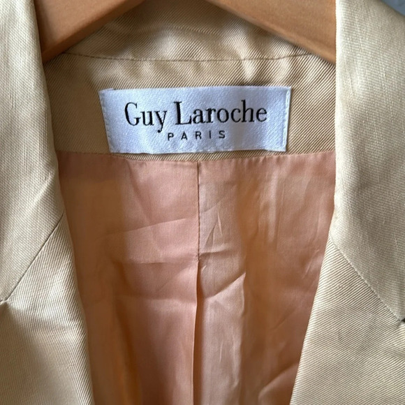 Vintage Guy Laroche Paris Cotton & silk blazer short sleeve cream size small - Picture 2 of 12